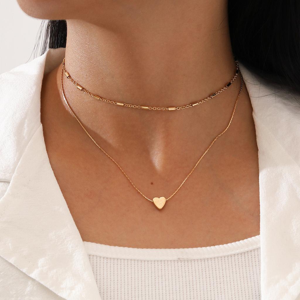 Fashion Heart Pendant Necklace For Women Artifical Pearl Gold  Color Chain Choker Girls Elegant Party Jewelry Accessories