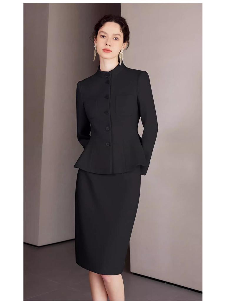 AD Winter Damen High-End Pink Wollmischung Blazer & Hosen Set - Elegantes Professionelles Outfit