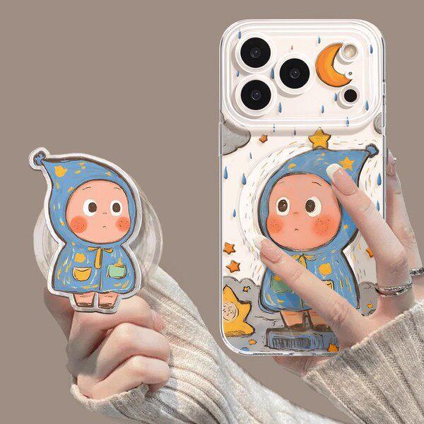Applicable to iPhone17 puppy doll magnetic suction 16promax bracket 15 Apple 14 cartoon 13 new mobile phone case
