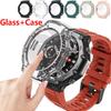 Temperli Cam+Kılıf Amazfit T REX 3 için Ekran Koruyucu Sert PC Tampon Koruyucu Kılıf Huami Amazfit T-REX3 Aksesuarları için