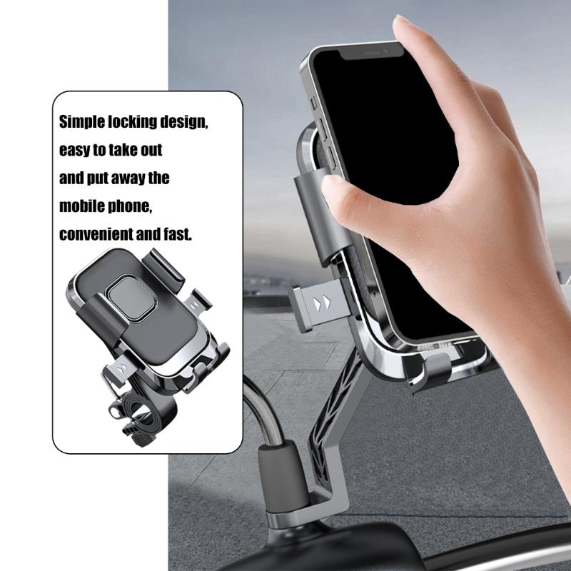 Motorcycle Handlebar/Rearview Mirror Mount Phone Holder Scooter Bike Phone Cradles 360 Degree Rotating Shockproof Stand
