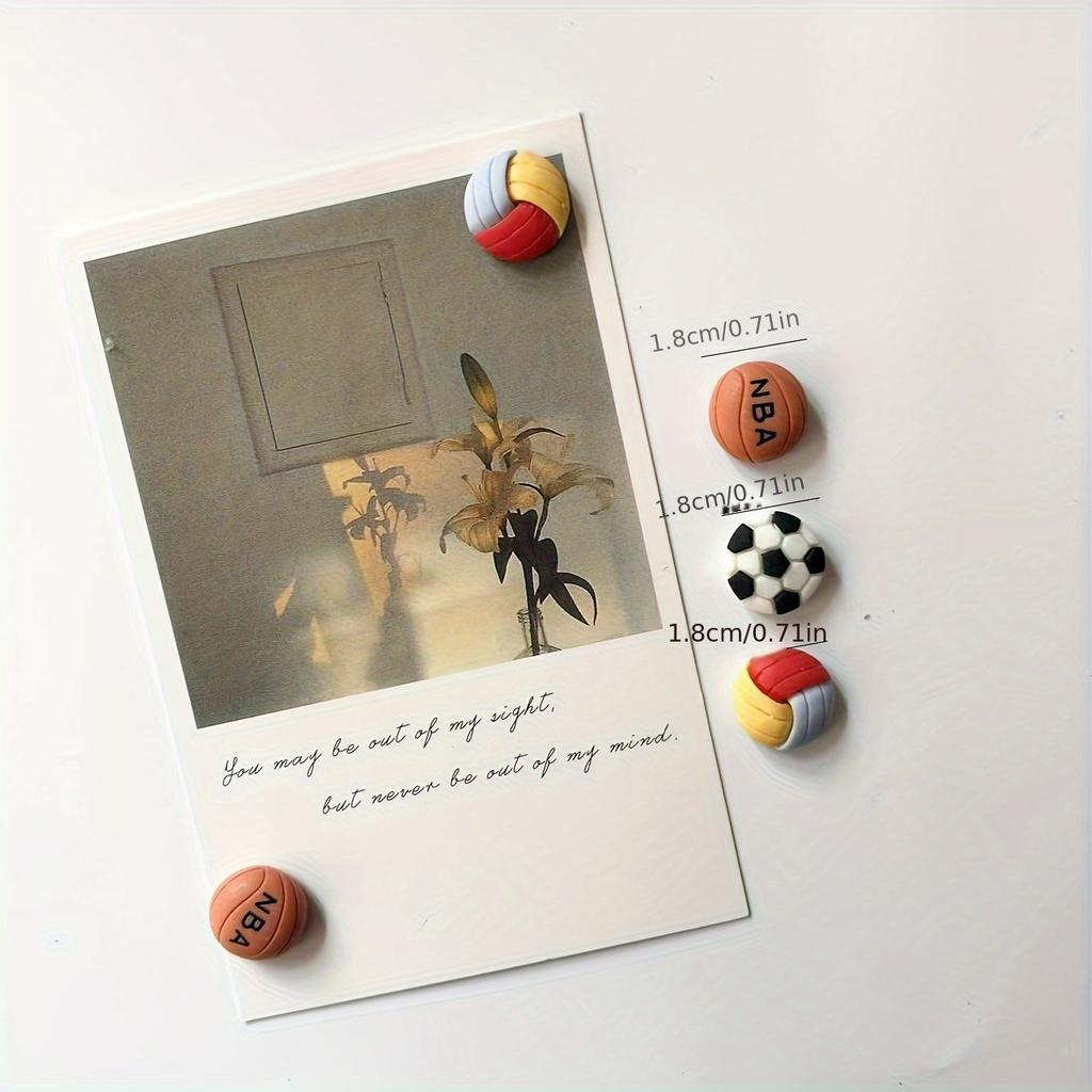 12Pcs Mini Fußball Basketball Harz Kühlschrank Magnete Po Nachrichten Feste Magnete