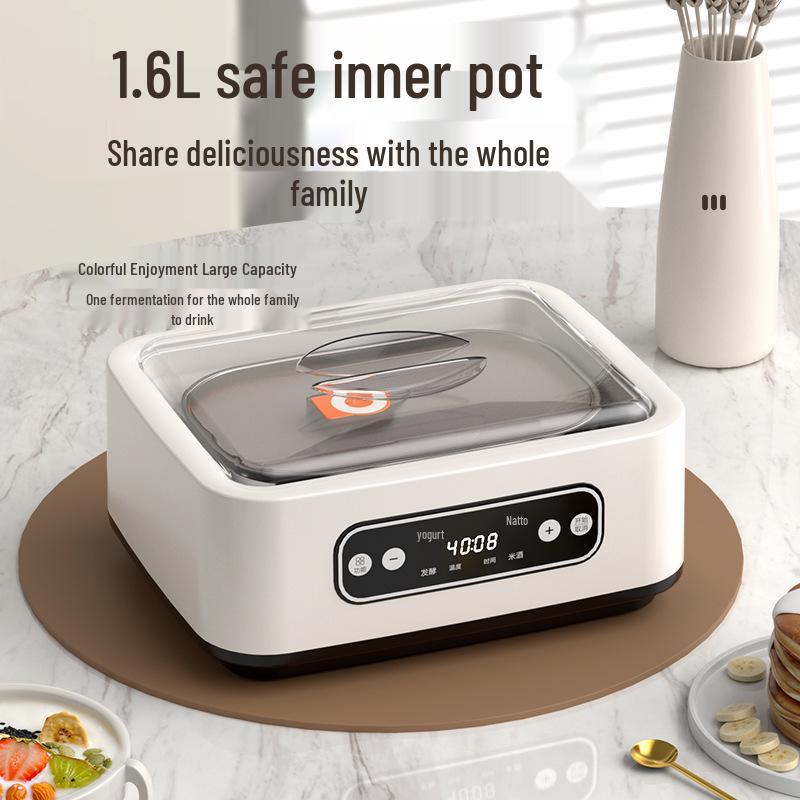 Compacta Máquina Inteligente de Yogur y Fermentación de 1.6L: Máquina Automática de Natto, Vino de Arroz y Yogur