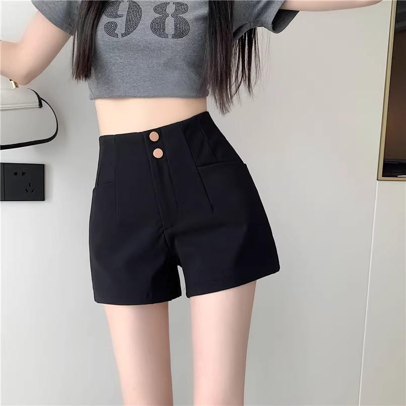 2024 Women's High-Waisted Black A-Line Shorts – Spicy Style Summer Casual Slimming Fashion.