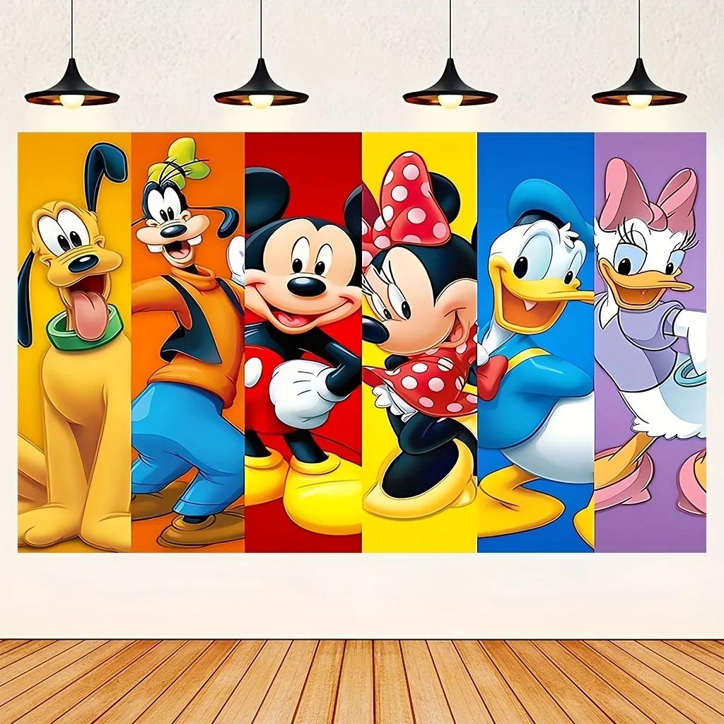 1 Mickey Mouse Gang Tapestry 2D Single Print Vibrant Home Decor Kids Room Backdrop Colorful Functional DisneyThemed Attractive 74x94cm(29x37in)