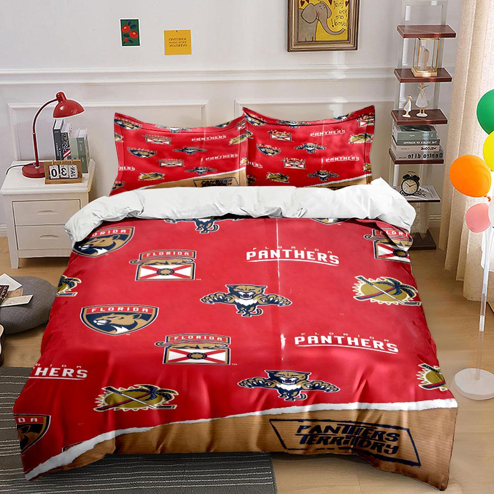 Florida Panthers Red Bedding Design Print Bedding Set Duvet Cover Pillowcases (1* Duvet Cover 2* Pillowcases Do Not Include Comforter)
