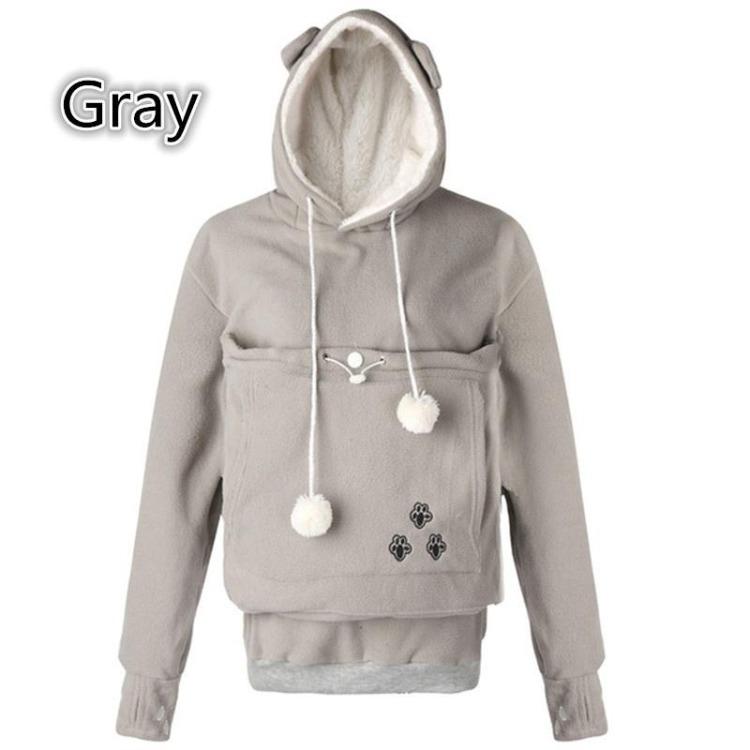 Känguru Haustierhalter Kapuzenpullover Partner Pullover Katze mit Ohren Langarm Große Tasche Pullover Meow Planet Design