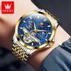 OLEVS 6705 Luxury Man Watch Fashion Skeleton Flywheel Moon Phase Starry Sky Original Automatic Mechanical Wrist Watches for Men