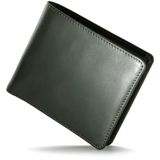 Tokyo Shitamachi Kobo Wallet Mens Bi-fold Genuine Leather Made Japan Supreme Quality Tatsuno Smooth Gift Box Included (Green)