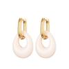 New Hollow Oval Resin Acrylic Candy Color Pendant Hoop Earrings For Women Gold Color Stainless Steel Ear Buckle Female Jewelry