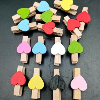 Wooden Colored Love Wooden Clip Kindergarten Classroom Children'S Handmade Heart-Shaped Diy Decorative Wooden Clip