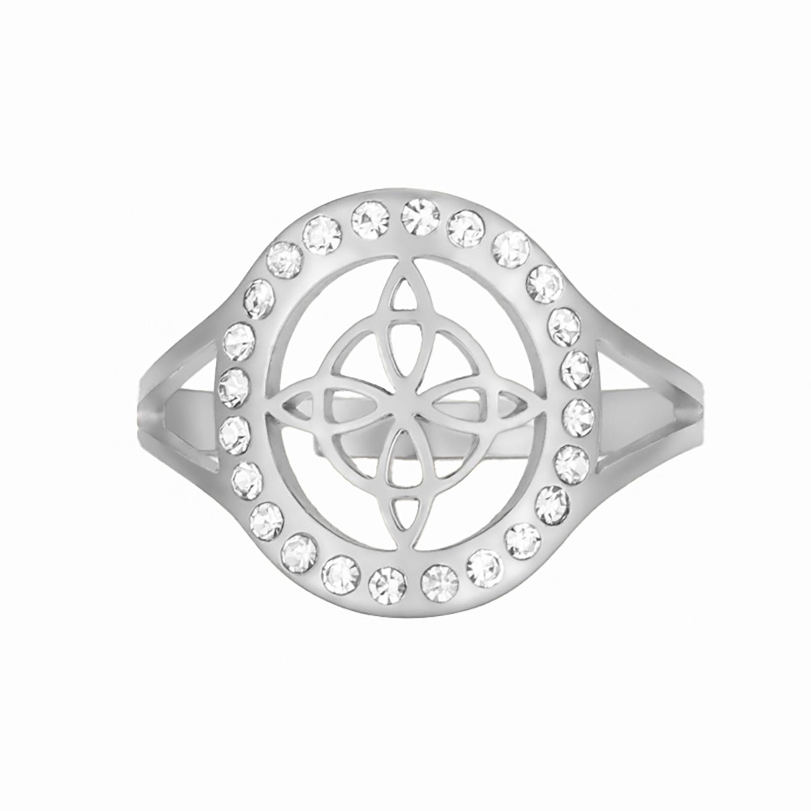 

Adjustable Hollow Titanium Steel Diamond Witch Knot Ring Unisex Fashion Jewelry