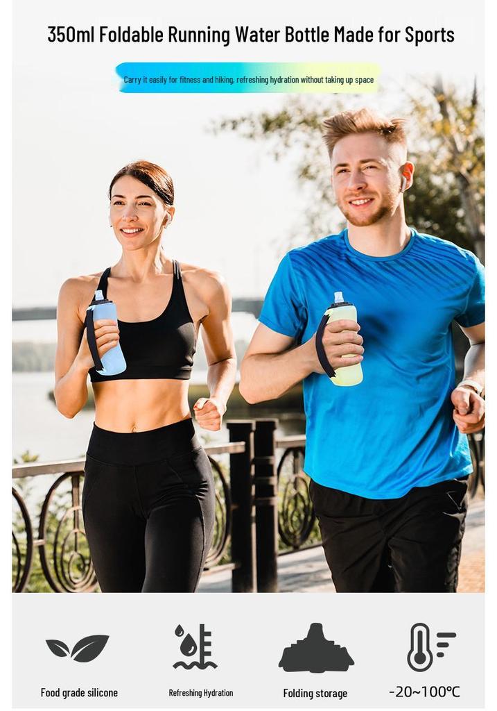 Foldable Silicone Running Water Bottle - Lightweight & Portable Hydration Gear for Marathon Runners