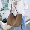 Simple Canvas Handbag For Women Large Capacity Tote Bag Travel Solid Color  Reusable Shoulder Bag