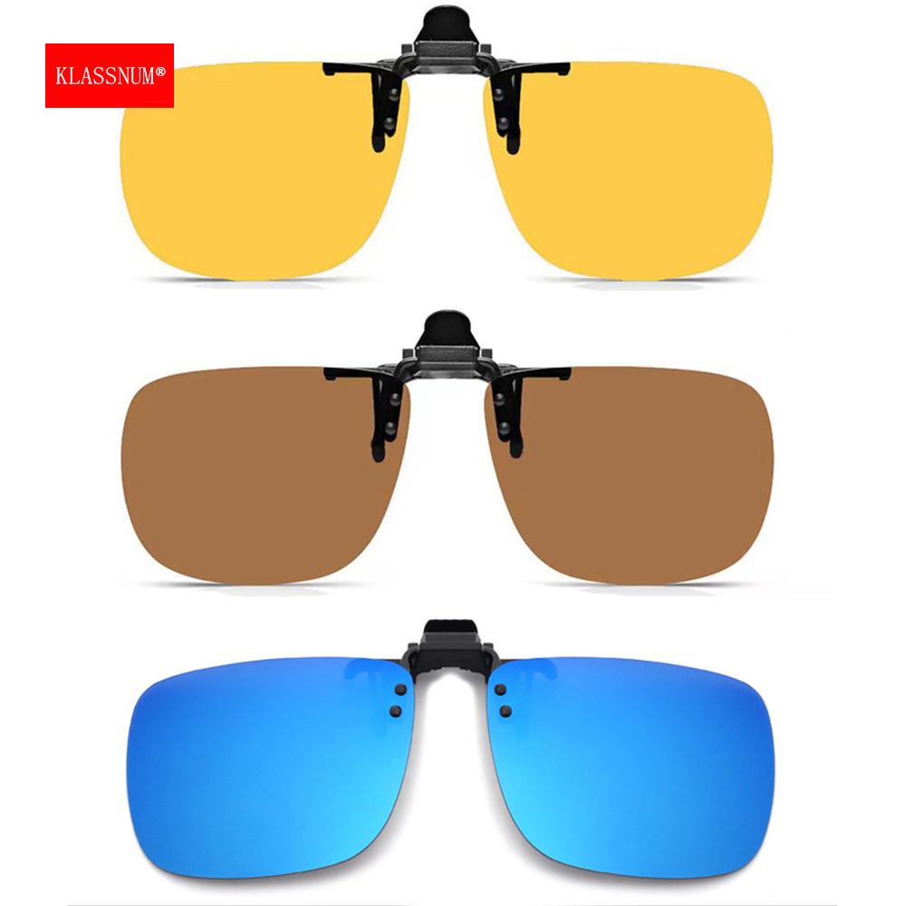 Men Polarized Sunglasses Clip Can Be Flipped Up Myopia Glasses Clip Anti-UV400 Night Driving Fishing Glasses Accessory