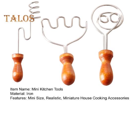 1 Set Miniature Kitchen Tools Mini Honey Mixer Mashed Potato Press Miniature Cooking Baking Utensils Models for 1:12 Miniature House