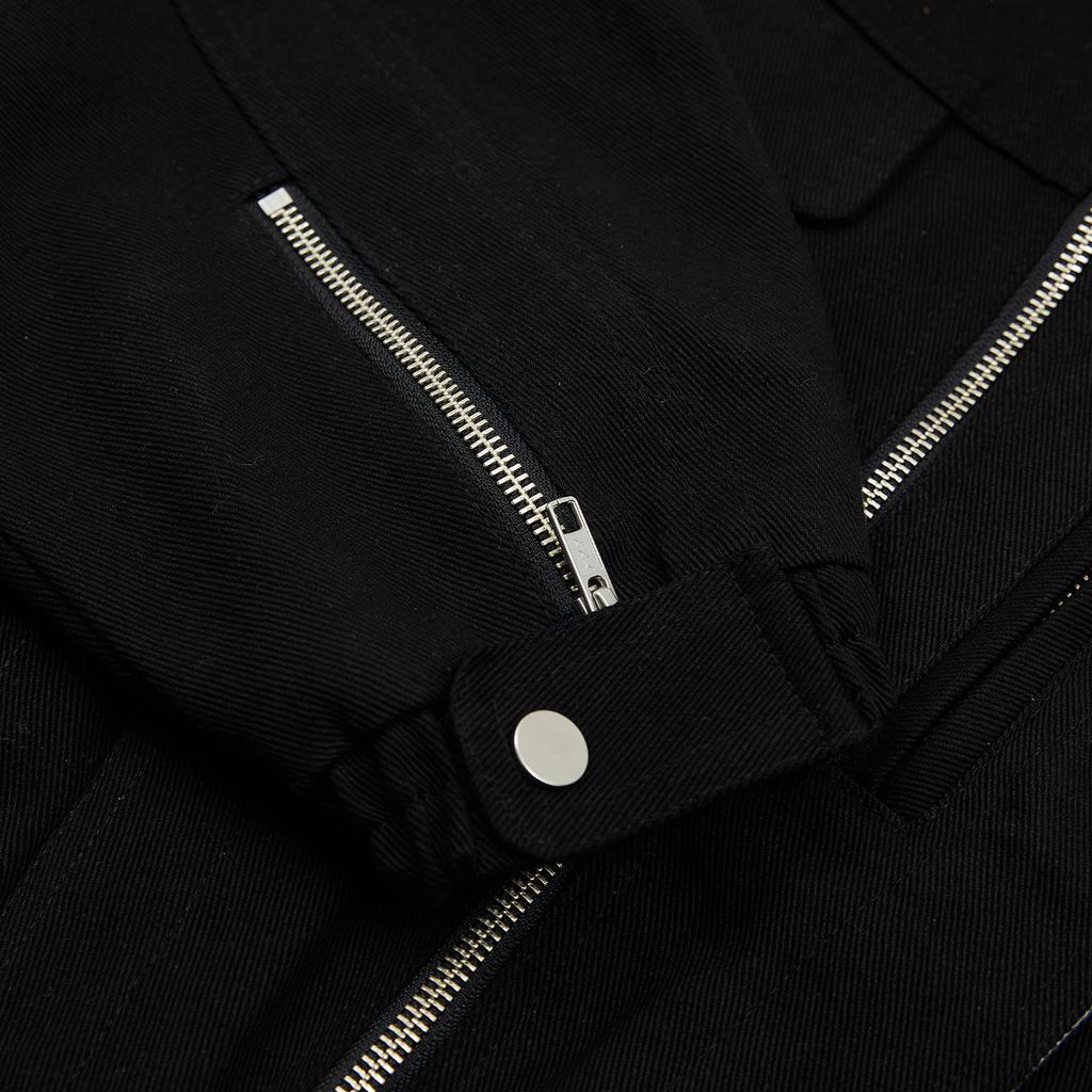 Champagne Blank Aesthetic Heavy Cotton Hidden Detail 2-Way Jacket Black