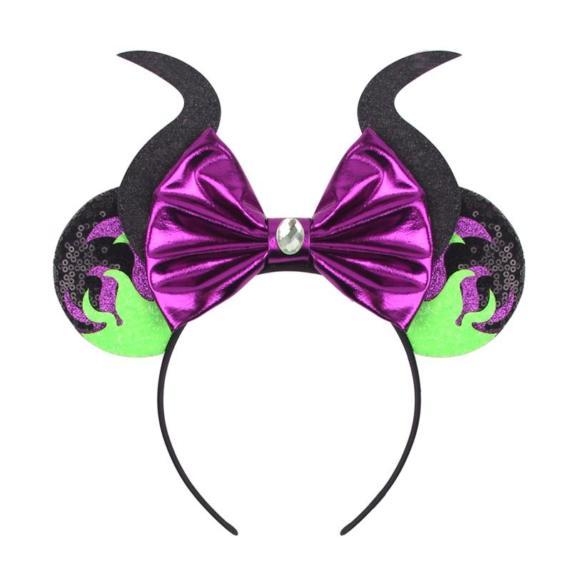 Halloween Mouse Ears Headband Sequins Bow Hairband For Women Featival Party DIY Hair Accessories Boutique