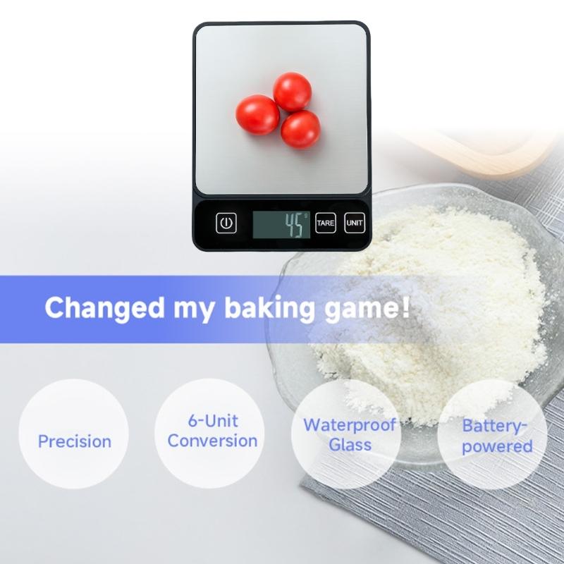 MultiUnit Kitchen Scale 10kg/22lb Weighing Scale Baking Scale for Baking and Cooking with Tare Function and LCD Screen