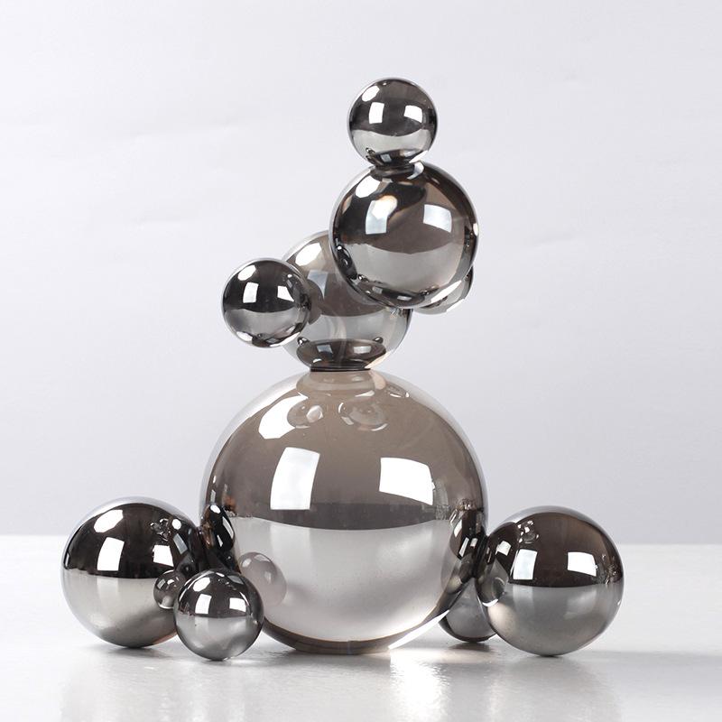 Modern Italian Light Luxury Creative Geometric Crystal Molecules Stacked Spherical Ornaments Model Room Hotel Soft Decorations