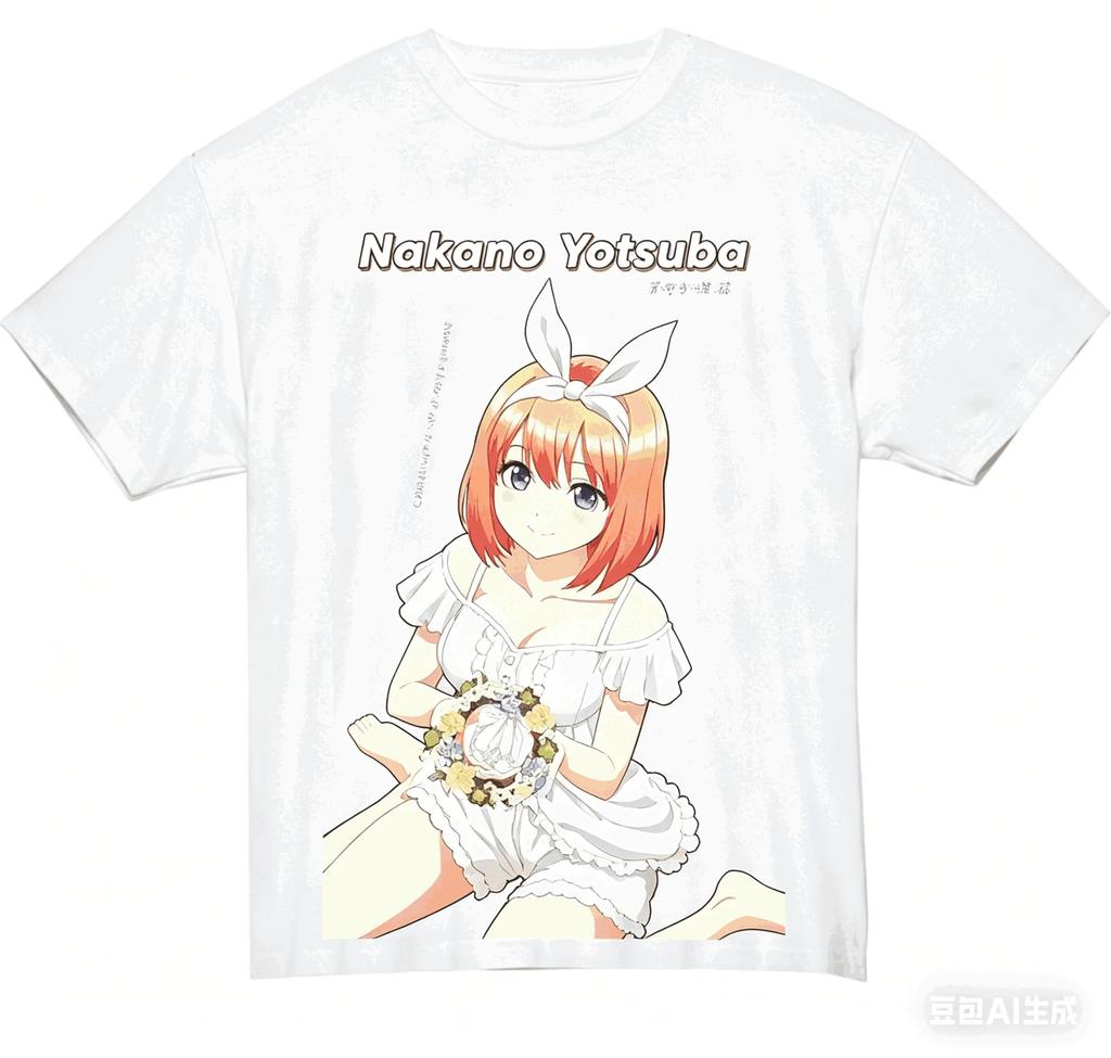 Stylish White "The Quintessential Quintuplets" Miku Casual Cotton Short-Sleeve T-Shirt