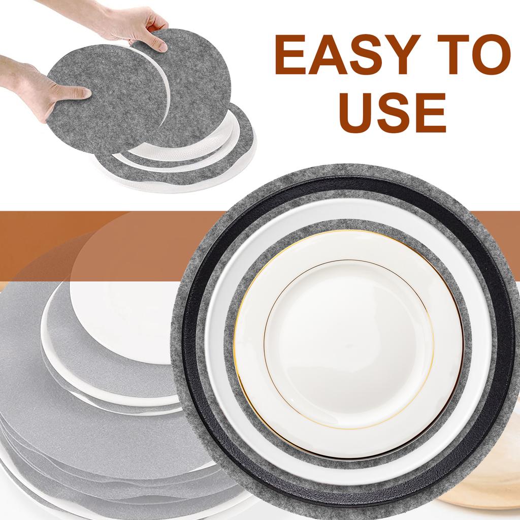 84/96/144 Pcs Pot Divider Pad Plate Storage Dividers Cuttable Felt Plate Separators Round China Dish Protectors for Tableware