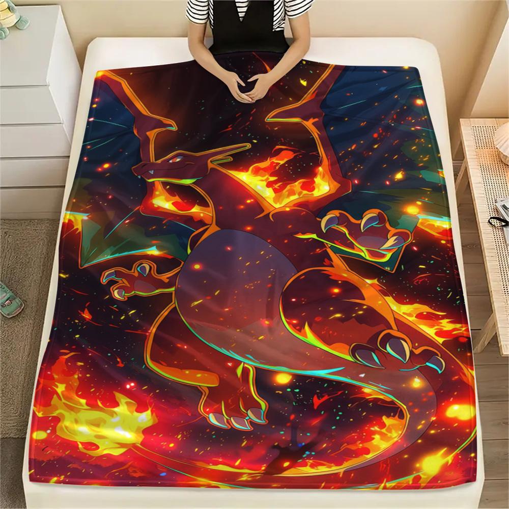 Pokemon Daily Leisure Matching Flannel Blanket, Warm Printed Cover for Furniture Layout and Outdoor Picnic.-TING