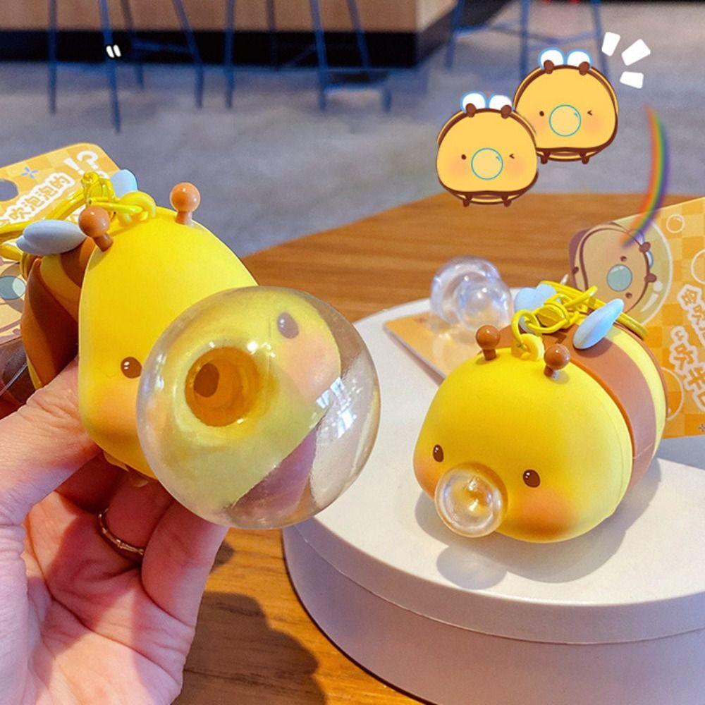 

Funny Spit Bubble Keychain Cute Bee Pendant Kawaii Cartoon Bee Keychain Couple