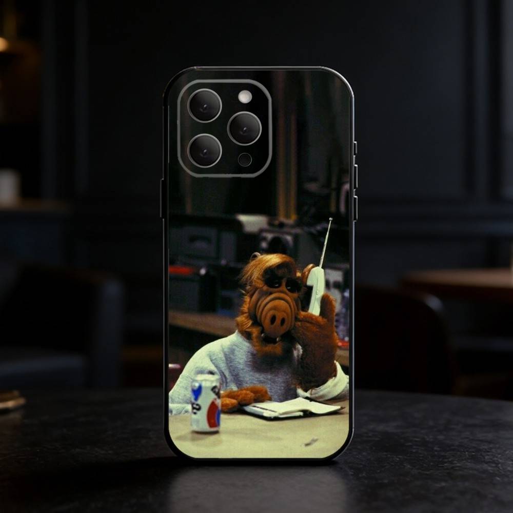 

TV Series Alf Phone Case For iPhone 17,16,15,14,13,12,11 Plus,Pro Max,SE4Soft Silicone Black Cover iPhone15plus