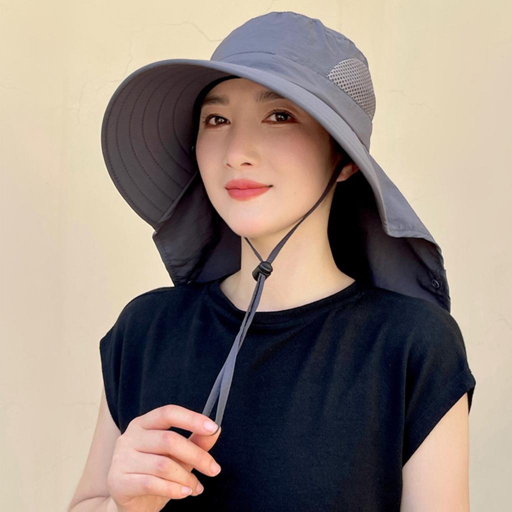 Sun Protection Bucket Hat with Wide Brim and Face Mask for Women Men Outdoor Summer Fishing Hiking Travel 6 Colors