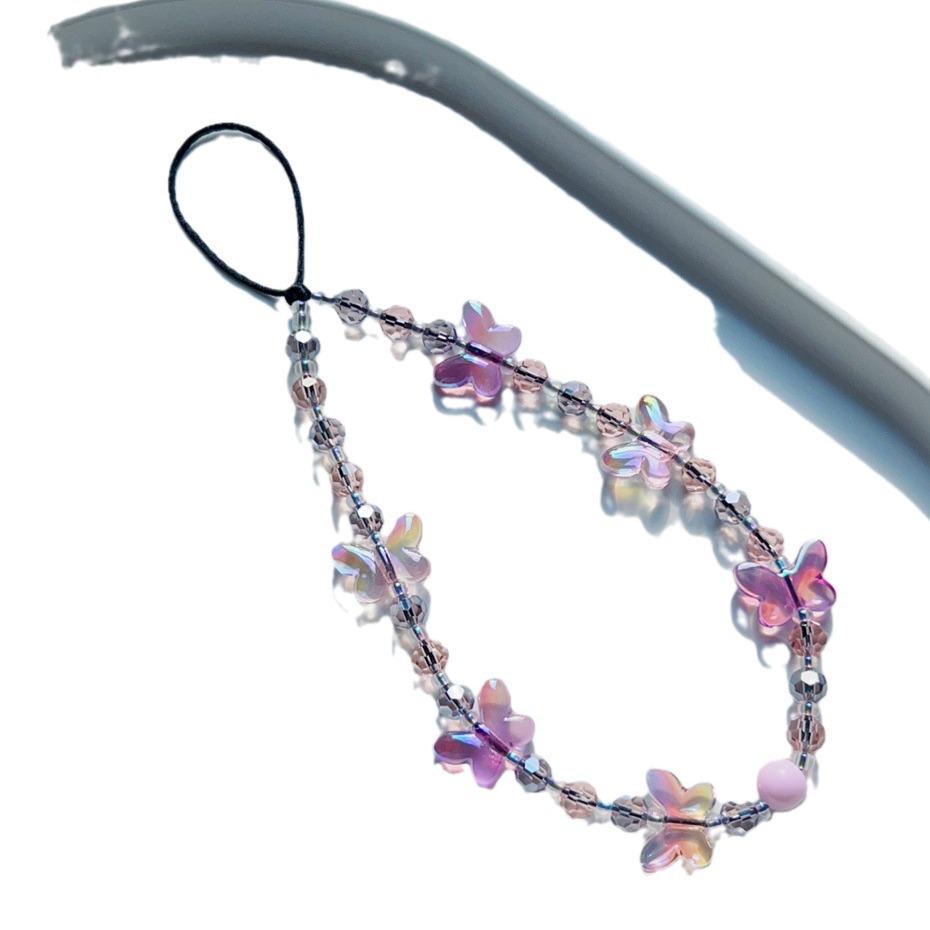 Romantic Minimalist Butterfly Phone Charm Lanyard – Elegant Anti-Lost Wrist Chain