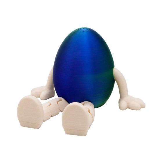 Easter Egg Figurine with Articulated Legs 3D Printed Movable Joints Rabbit Ear Egg Fidget Toy Holiday Party Decoration Ornament