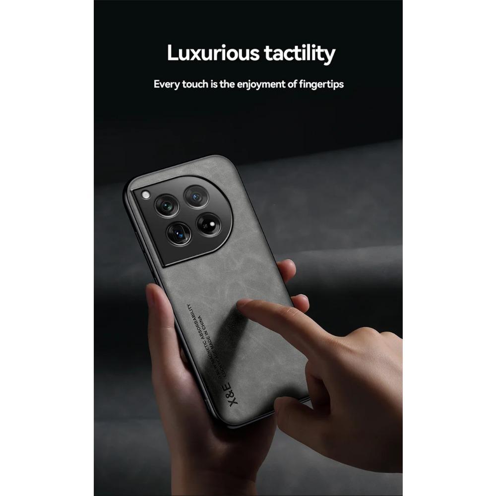 Luxury Shockproof Case for OnePlus 12 12R Protective Cover Built-in Magnetic Car Holder Protection Phone Textured Business Full Protection