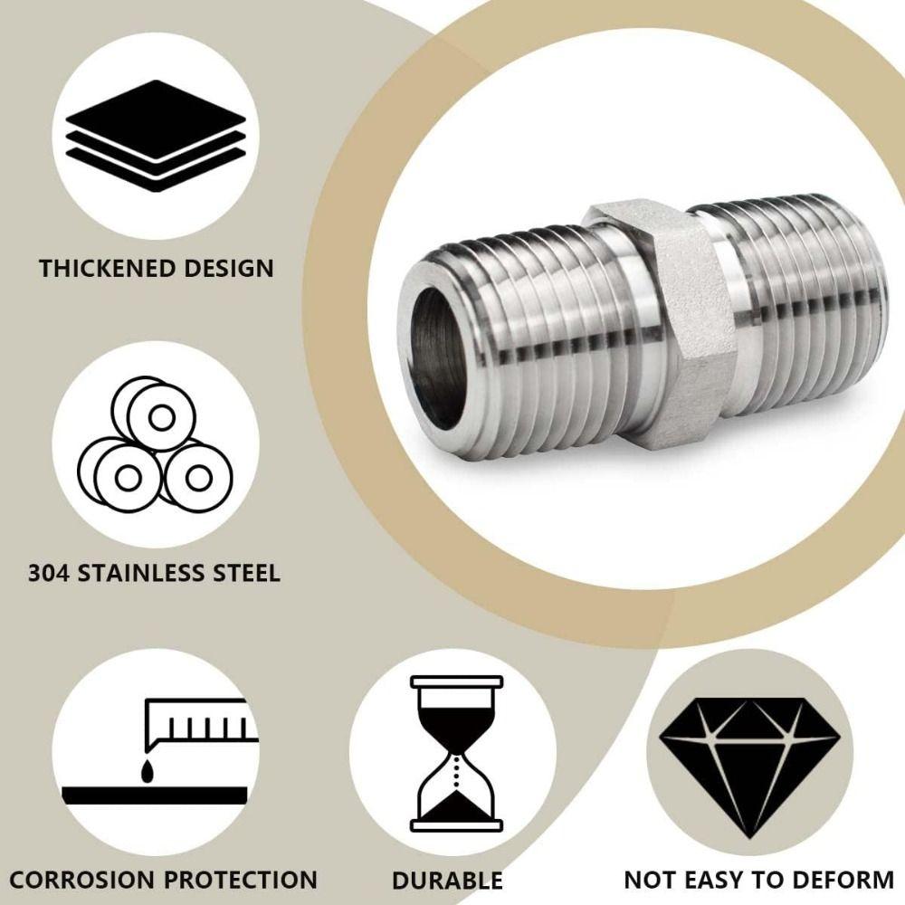 1/4" NPT X 1/4" NPT Pipe Fittings 304 Stainless Steel Pipe Fitting Adapter  Water Pipe