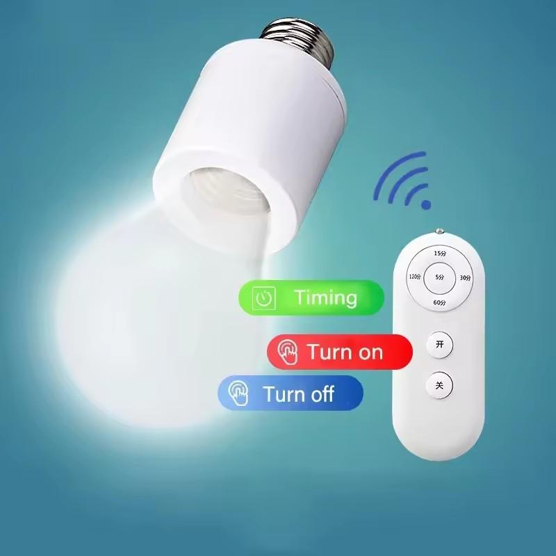 Smart Light Bulb Socket E27 Wireless Remote Control Switch LED Lamp Bases ON/OFF Room Chandelier Timer Switch Battery Powered