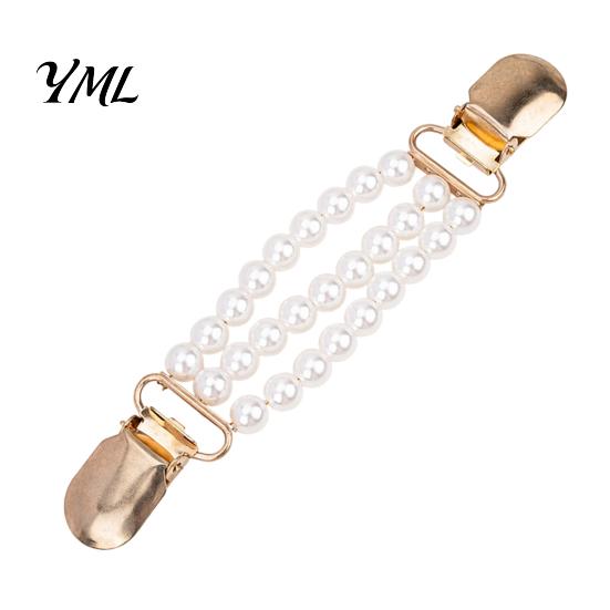 Pearl Embellished Dress Clip Vintage Sweater Clips for Women Girls, Retro Faux Pearl/Floral Cardigan Clips, Elegant Collar No Sew Waist Adjuster