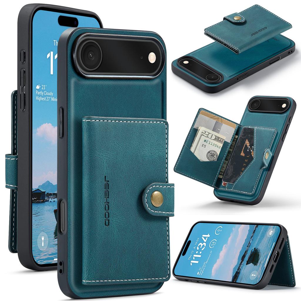 For iPhone Air Case JEEHOOD J01 Retro Leather + TPU Phone Cover Detachable Magnetic Card Holder
