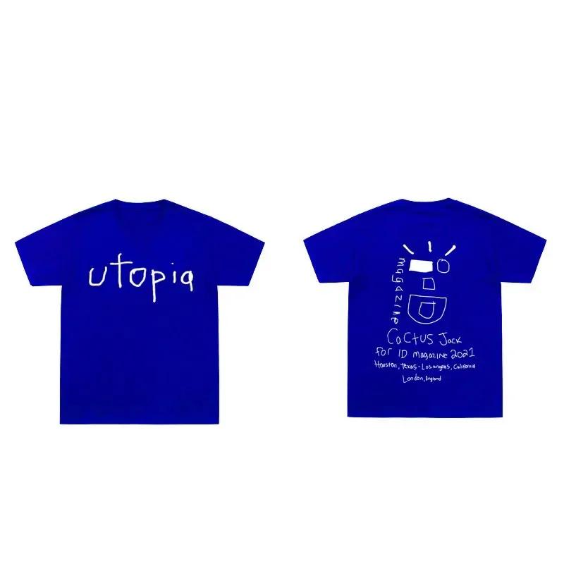 Hot Rapper Cactus Jack Wink Utopia T Shirt Men Women Letter Graffiti T Shirts Streetwear Oversized T-shirt Hip Hop Harajuku Tees