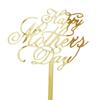 10PCS Happy Mother's Day Acrylic Cake Toppers Art Fonts Design Gold Rosegold Love Heart Cupcake Toppers Flag Party Decoration