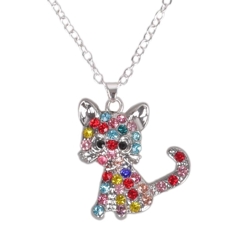 

Fashionable Rhinestones Decorated Cats Pendant Necklace Stylish Collarbone Chain Accessories for Fashion Forward Women