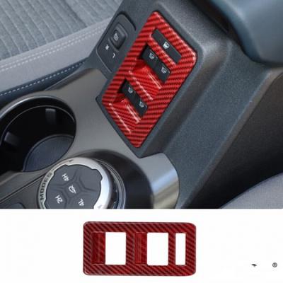Red Carbon Fiber Window Switch Trim Cover Accessories For Ford Bronco + ABS
