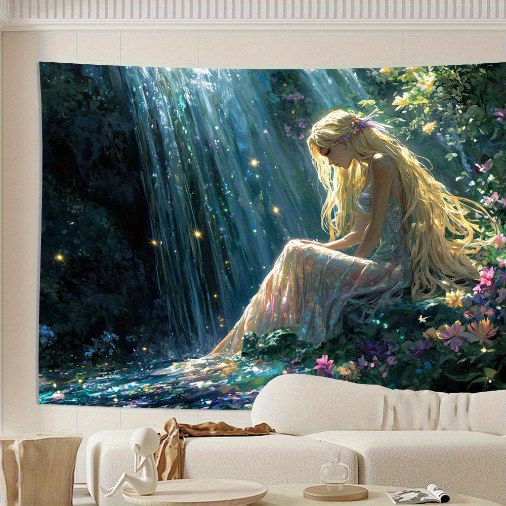Magic Elf Princess Tapestry Dreamy Waterfall Wall Art In Bedroom Large Decorative Hanging Adding Magic To Your Space