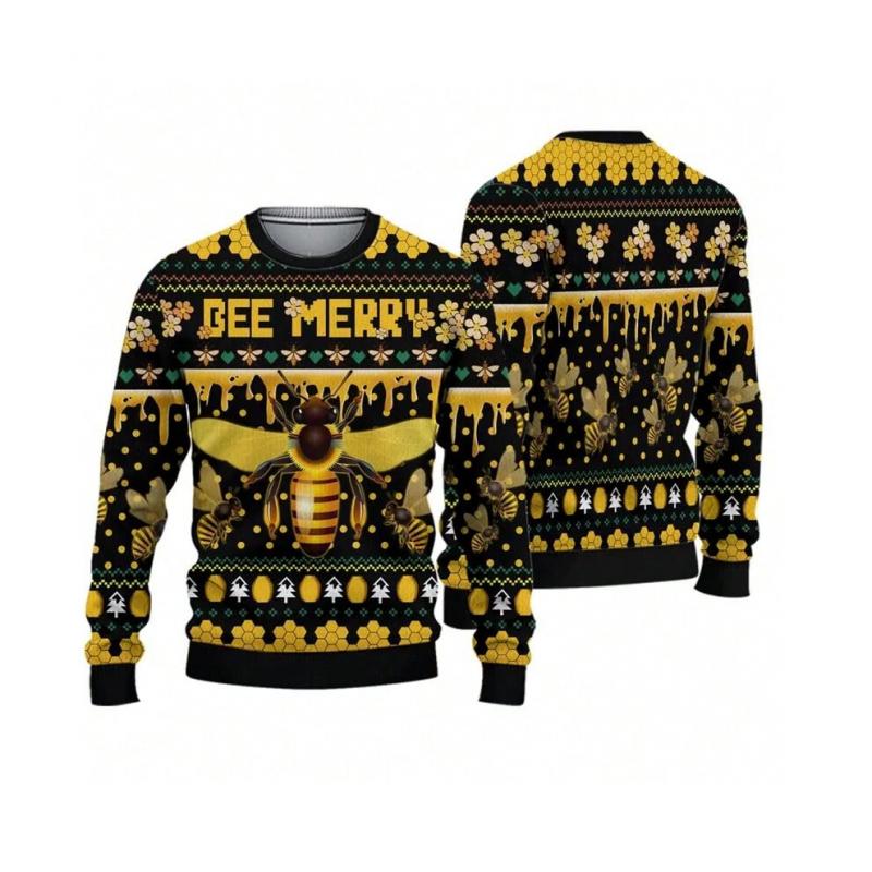 Lustiger Grafik Hässlicher Weihnachtspullover Trend Lässig Herren Damen 3D Gedrucktes Weihnachts-Sweatshirt Lässige Streetwear Übergroße Oberteile