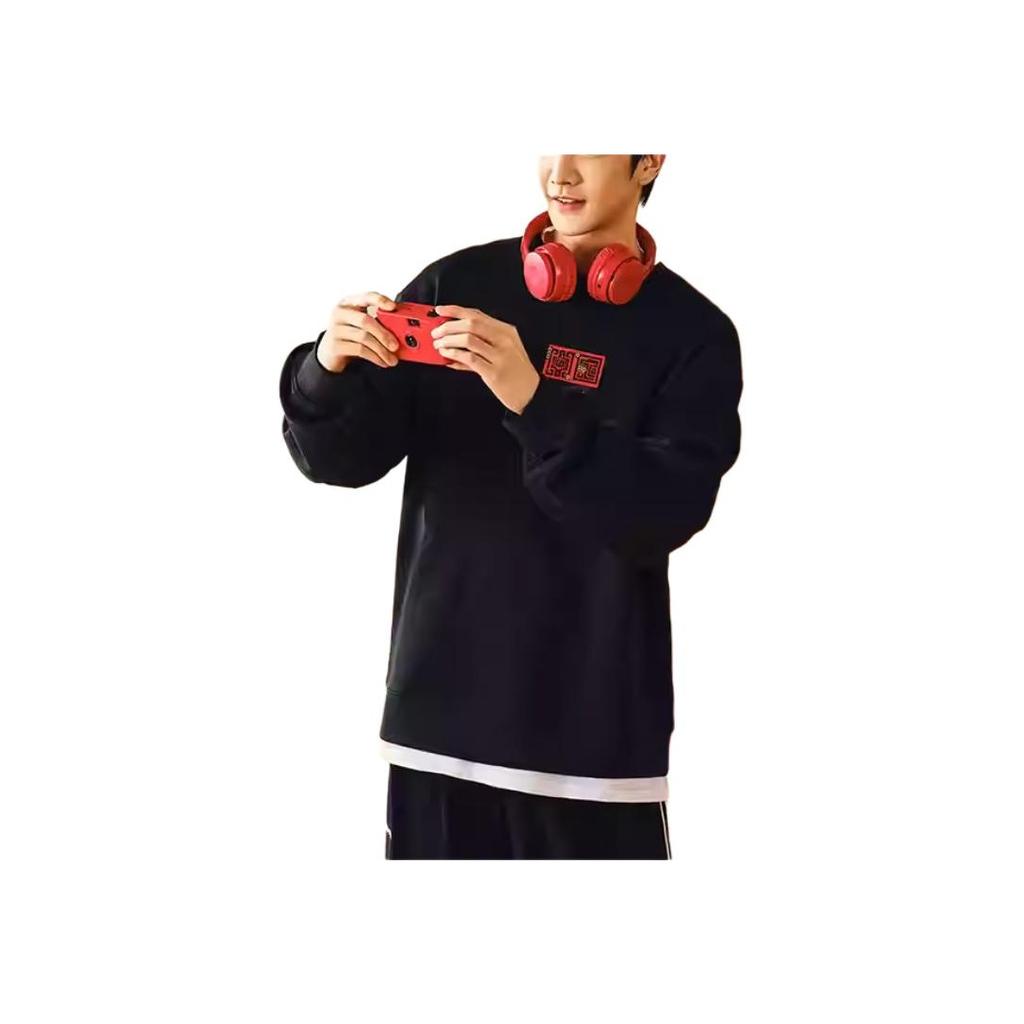Anta Lifestyle Series Solid Color Round Neck Comfortable Breathable Versatile Loose Sweatshirt Unisex sweatshirt Black 972518709-4