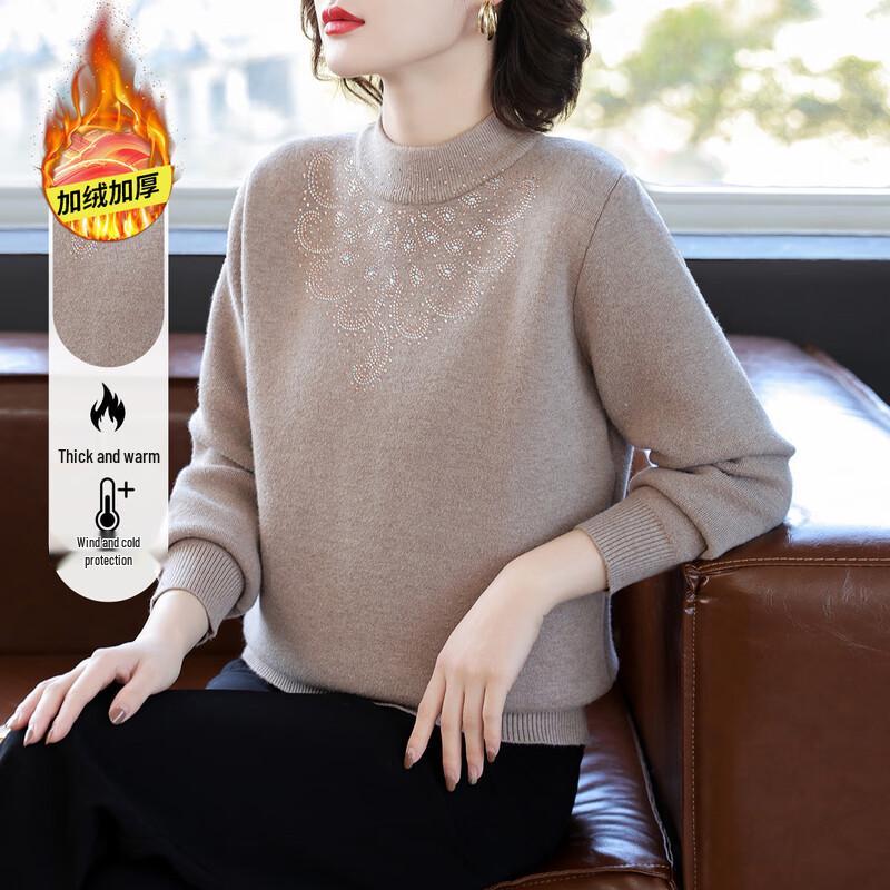 

Qianlian Women s Rhinestone Floral Faux Mink Fleece Sweater XL