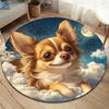 Cute Dog Round Area Rug,Carpet Rug for Living Room Bedroom Sofa Playroom Decor,Non-slip Floor Mat