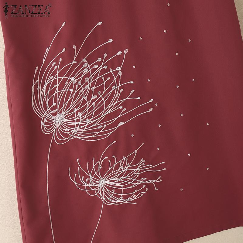 ZANZEA Women Summer Round Neck Casual Short Sleeve Print Dress