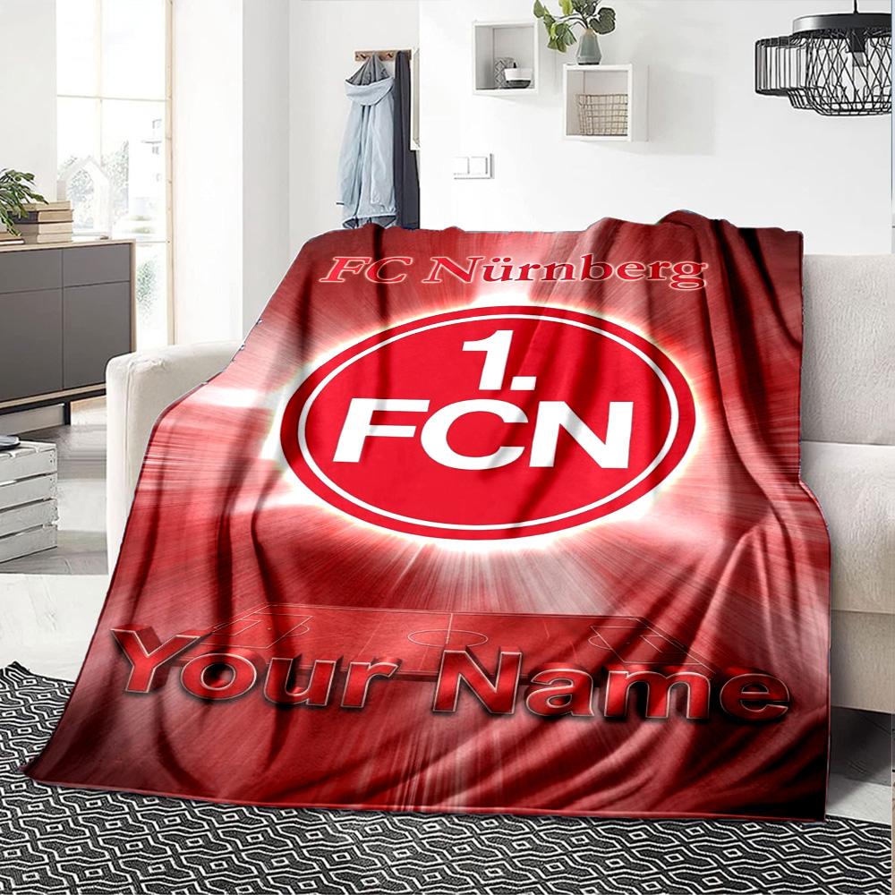 Name Custom 1.FC Nürnberg Logo Print Flannel Blanket High Quality Warm Comfortable Cover for All Seasons Perfect for Gifts Home Decor