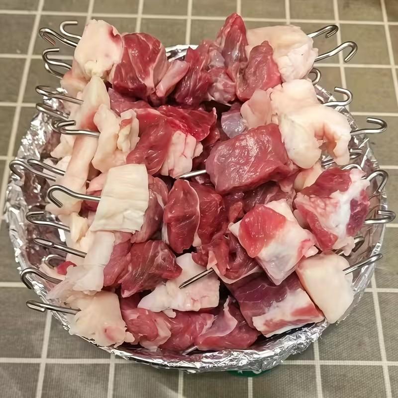 Diseñado para Freidoras de Aire Acero Inoxidable 304 Estante Multinivel + 24 Brochetas Compatible con Freidoras de Aire y Hornos de 3QT–6QT Un Imprescindible para Asar en la Cocina