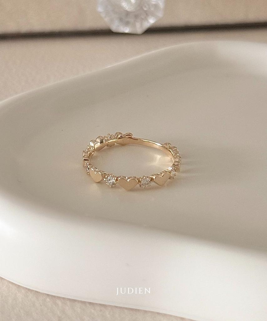 Judien 10K 14K 18K Hachu Heart Cubic Ring